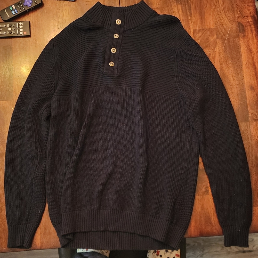 Inc. Men's Black Sweater  1/4 Snap-up